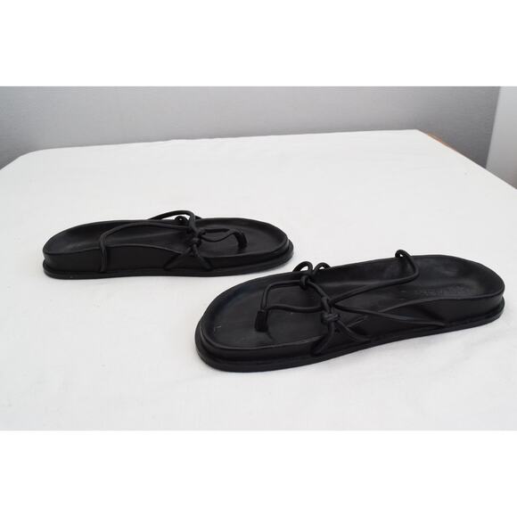 A.EMERY Black Leather Strappy Sandals Size 40 T Strap Luxury - Picture 6 of 7